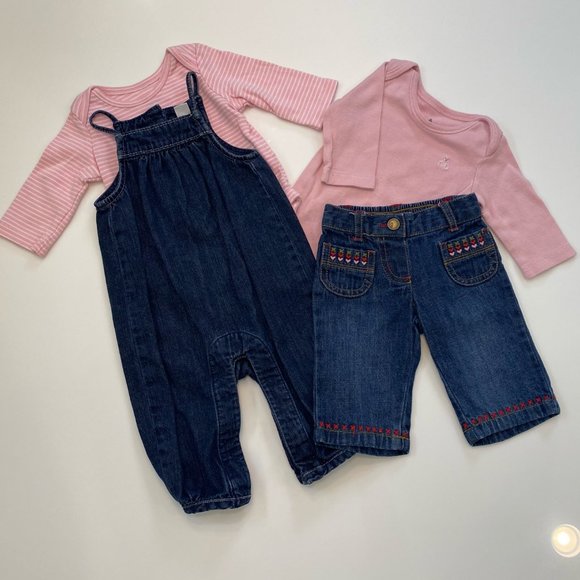 Baby Girls Denim Outfits Bundle, Size 0-3M - Picture 2 of 8